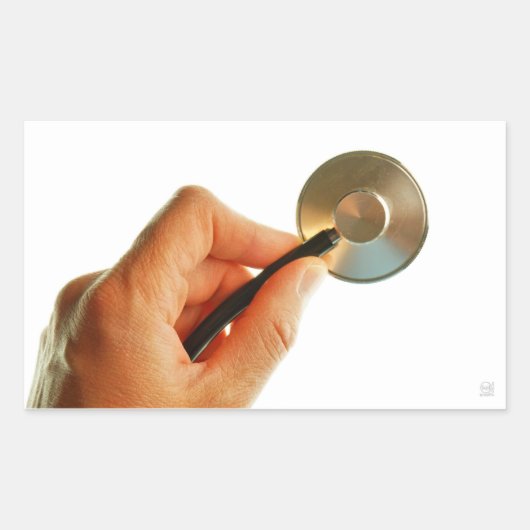 stethoscoop ziekenhuis ziek beter beterschap ziekt rechthoekige sticker (Voorkant)