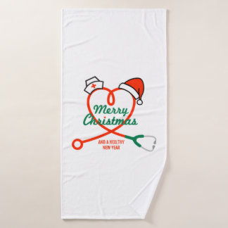 Stethoscoophart met kerstmuts badhanddoek