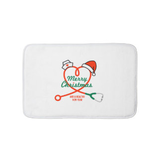 Stethoscoophart met kerstmuts badmat