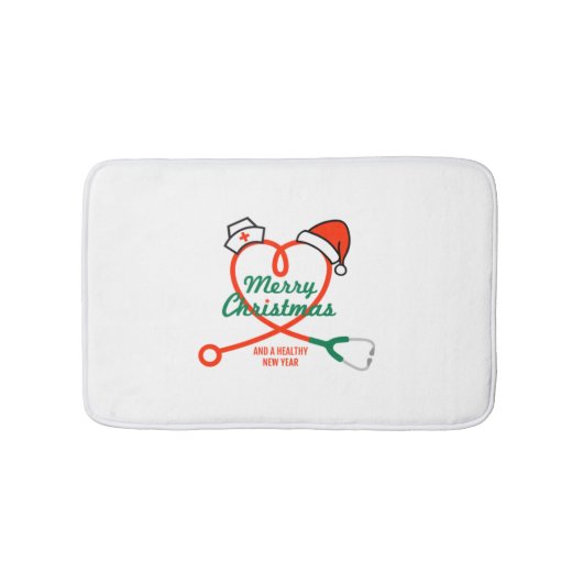 Stethoscoophart met kerstmuts badmat (Voorkant)