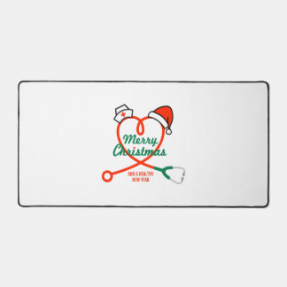 Stethoscoophart met kerstmuts bureaumat