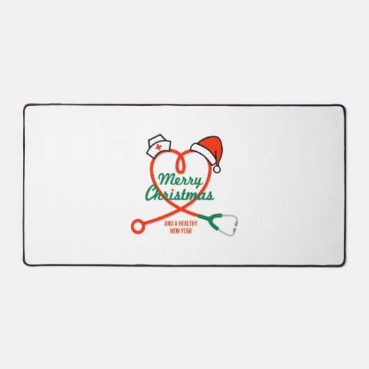 Stethoscoophart met kerstmuts bureaumat (Voorkant)