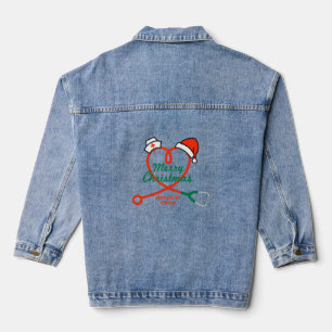 Stethoscoophart met kerstmuts denim jacket