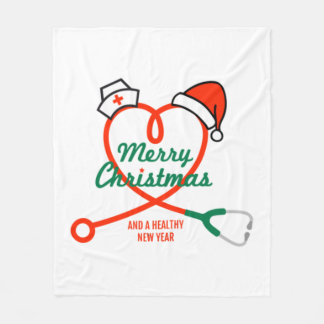 Stethoscoophart met kerstmuts fleece deken