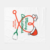 Stethoscoophart met kerstmuts fleece deken (Voorkant (Horizontaal))