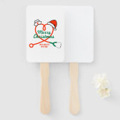 Stethoscoophart met kerstmuts handwaaier (Voorkant en achterkant)