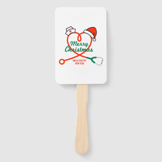 Stethoscoophart met kerstmuts handwaaier
