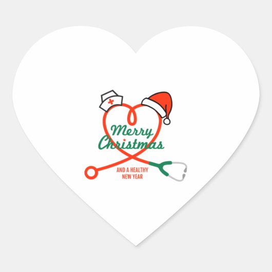 Stethoscoophart met kerstmuts hart sticker (Voorkant)