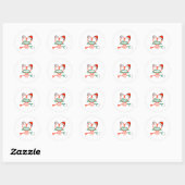 Stethoscoophart met kerstmuts ronde sticker (Vel)