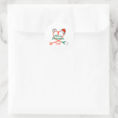 Stethoscoophart met kerstmuts ronde sticker (Tas)