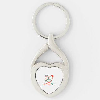 Stethoscoophart met kerstmuts sleutelhanger