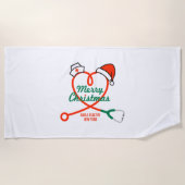 Stethoscoophart met kerstmuts strandlaken (Voorkant)