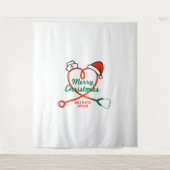 Stethoscoophart met kerstmuts wandkleed (Voorkant)