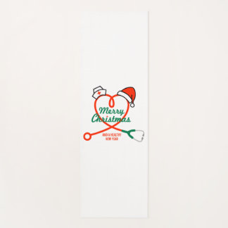 Stethoscoophart met kerstmuts yogamat