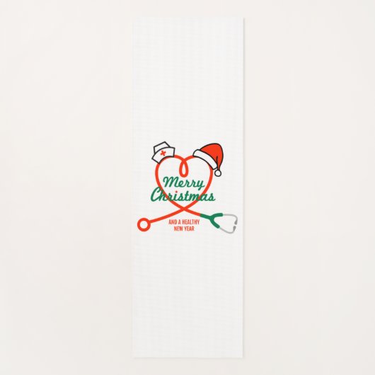 Stethoscoophart met kerstmuts yogamat (Voorkant)
