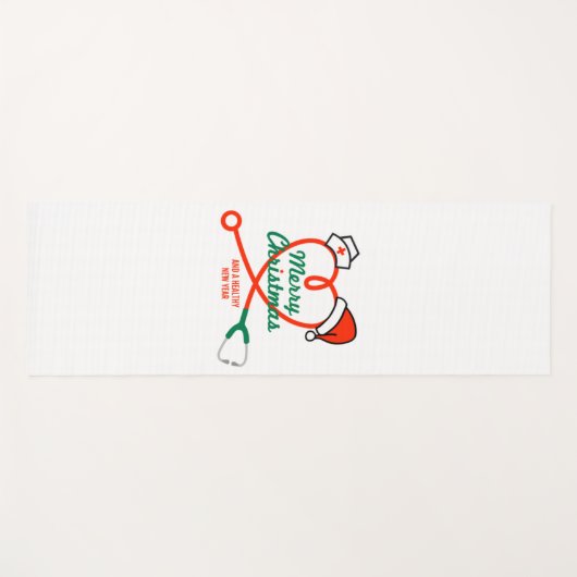 Stethoscoophart met kerstmuts yogamat (Voorkant (horizontaal))