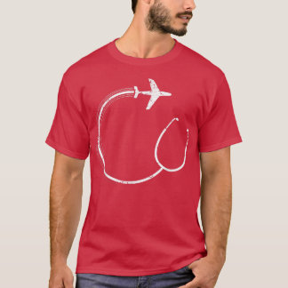 Stethoscope Airplane Nurse Traveling Nurse Funny N T-shirt