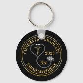 Stethoscope Caduceus RN Congrats Afstuderen - Blac Sleutelhanger (Voorkant)