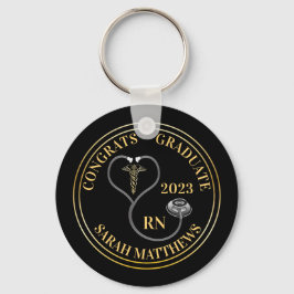 Stethoscope Caduceus RN Congrats Afstuderen - Blac Sleutelhanger