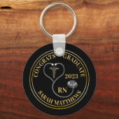 Stethoscope Caduceus RN Congrats Afstuderen - Blac Sleutelhanger (Voorkant)