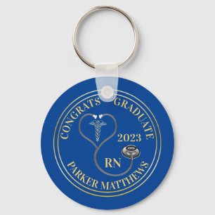 Stethoscope Caduceus RN Congrats Afstuderen - Blue Sleutelhanger