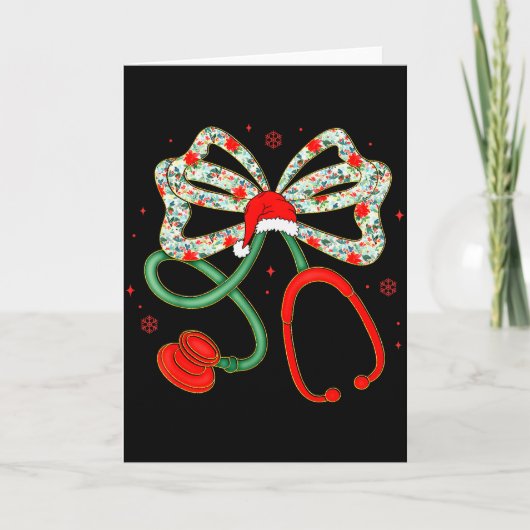 Stethoscope Christmas Nurse Health Worker Santa Xm Kaart (Voorkant)