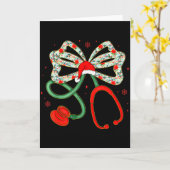 Stethoscope Christmas Nurse Health Worker Santa Xm Kaart (Gele Bloem)