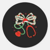 Stethoscope Christmas Nurse Health Worker Santa Xm Ronde Sticker (Voorkant)