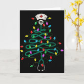 Stethoscope Christmas Tree Lights Nurse Christmas Kaart (Gele Bloem)