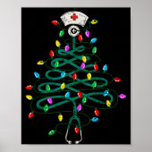 Stethoscope Christmas Tree Lights Nurse Christmas  Poster (Voorkant)
