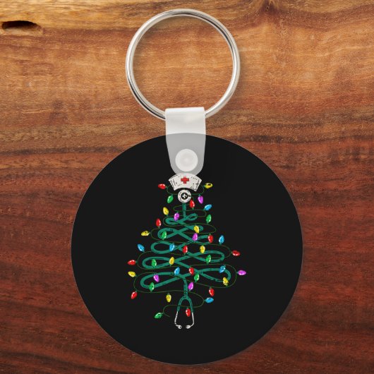 Stethoscope Christmas Tree Lights Nurse Christmas  Sleutelhanger (Voorkant)