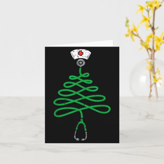 Stethoscope Christmas Tree Nurse Christmas Scrub T Kaart (Gele Bloem)