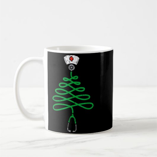 Stethoscope Christmas Tree Nurse Christmas Scrub T Koffiemok (Links)