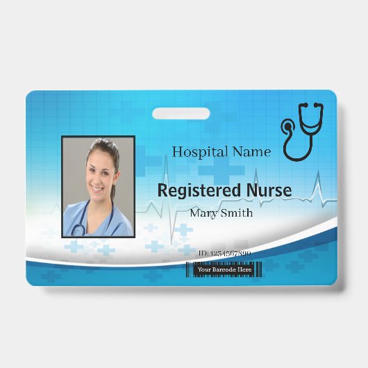 Stethoscope Cross Medical Foto-ID Badge (Voorzijde)