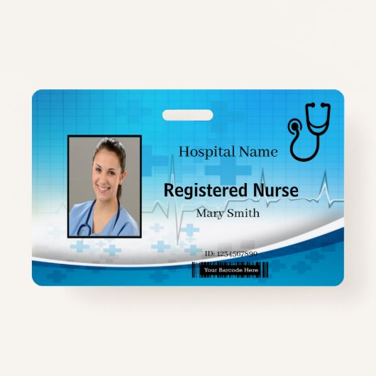 Stethoscope Cross Medical Foto-ID Badge (Voorkant)