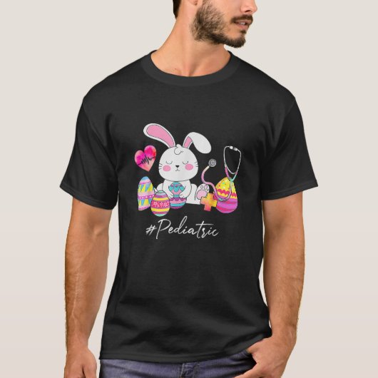 Stethoscope Cute Bunny Pediediatric Neurse Paasdag T-shirt (Voorkant)