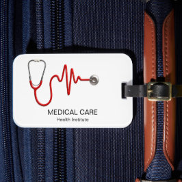 Stethoscope ECG Heartbeat ECG Wave Line Medical Bagagelabel