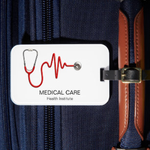 Stethoscope ECG Heartbeat ECG Wave Line Medical Bagagelabel