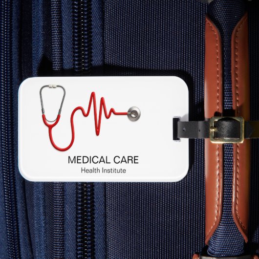 Stethoscope ECG Heartbeat ECG Wave Line Medical Bagagelabel (Voorkant Insitu 4)