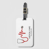 Stethoscope ECG Heartbeat ECG Wave Line Medical Bagagelabel (Voorkant (verticaal))