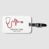 Stethoscope ECG Heartbeat ECG Wave Line Medical Bagagelabel (Voorkant (horizontaal))