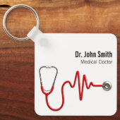 Stethoscope ECG Heartbeat ECG Wave Line Medical Sleutelhanger (Voorkant)