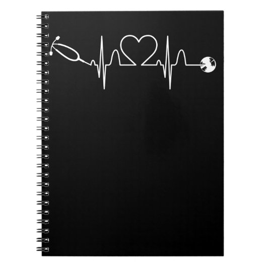 Stethoscope EKG Heartbeat Nurse Heart Hospital Notitieboek (Voorkant)