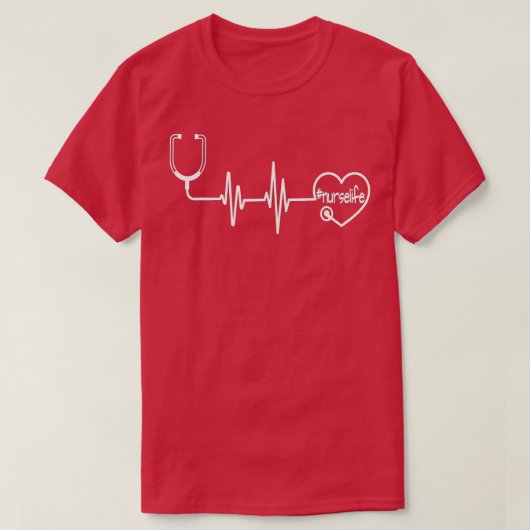 Stethoscope EKG Heartbeat Nurse Life T-shirt (Design voorkant)