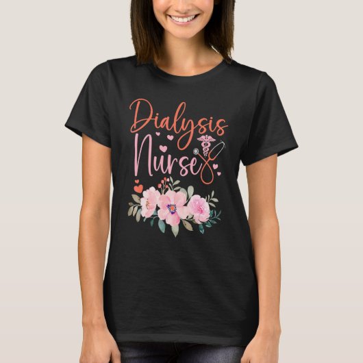Stethoscope Floral Dialysis Nurse Appreciation T-shirt (Voorkant)