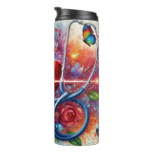 Stethoscope Heart Butterfly Colorful Nurse Thermosbeker (Geroteerd rechts)
