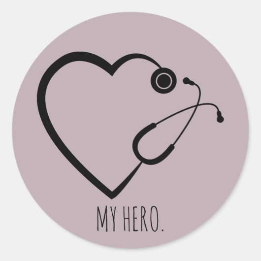 STETHOSCOPE HEARTBEAT NURSE RN DOCTOR HERO RONDE STICKER (Voorkant)