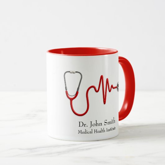 Stethoscope Medical ECG Wave EKG Heartbeat Line Mok (Voorkant rechts)