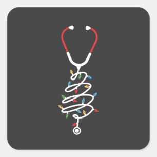 Stethoscope Medical Supplies Kerstboomverlichting Vierkante Sticker