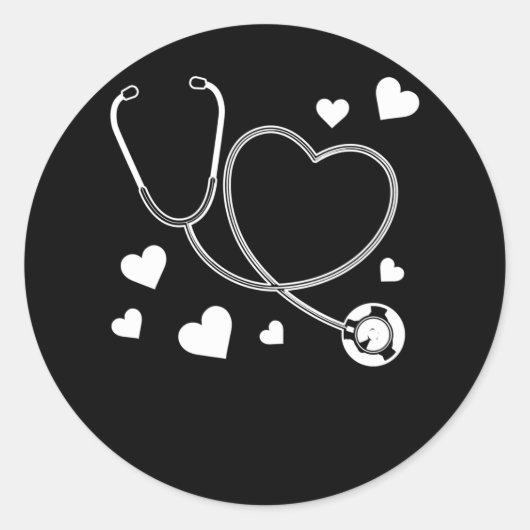 Stethoscope Nurse Love Hospital Ronde Sticker (Voorkant)